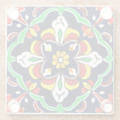 Mexican Talavera Terracotta Tegel Design No. 2 Glazen Onderzetter (Achterkant)