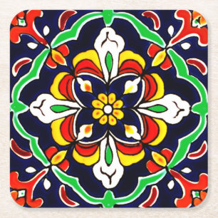Mexican Talavera Terracotta Tegel Design No. 2 Kartonnen Onderzetters