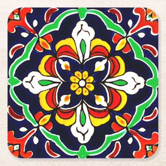 Mexican Talavera Terracotta Tegel Design No. 2 Kartonnen Onderzetters (Voorkant)