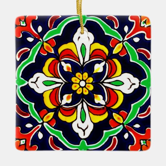 Mexican Talavera Terracotta Tegel Design No. 2 Keramisch Ornament (Voorkant)