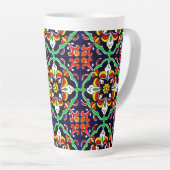 Mexican Talavera Terracotta Tegel Design No. 2 Latte Mok (Rechterhoek)