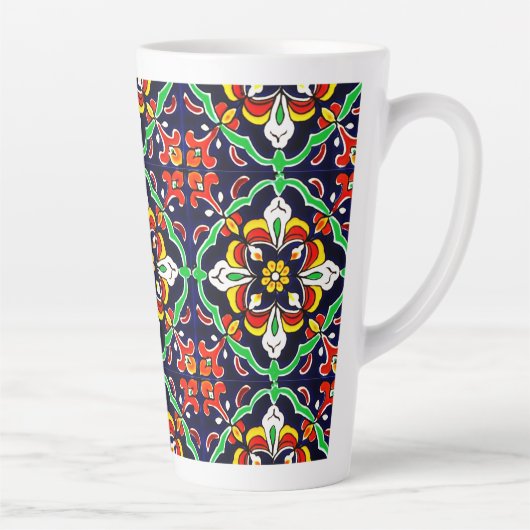 Mexican Talavera Terracotta Tegel Design No. 2 Latte Mok (Rechts)