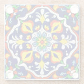 Mexican Talavera Terracotta Tegel Design No. 3 Glazen Onderzetter (Achterkant)