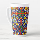 Mexican Talavera Terracotta Tegel Design No. 3 Latte Mok (Linkerhoek)