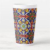 Mexican Talavera Terracotta Tegel Design No. 3 Latte Mok (Voorkant)