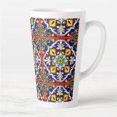 Mexican Talavera Terracotta Tegel Design No. 3 Latte Mok (Rechts)