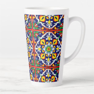 Mexican Talavera Terracotta Tegel Design No. 3 Latte Mok