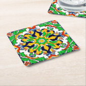Mexican Talavera Terracotta Tegel Design No. 4 Kartonnen Onderzetters (Schuin)