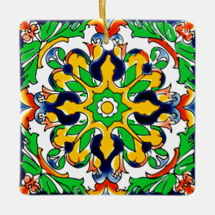Mexican Talavera Terracotta Tegel Design No. 4 Keramisch Ornament