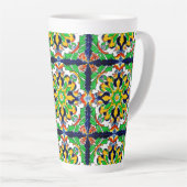 Mexican Talavera Terracotta Tegel Design No. 4 Latte Mok (Rechterhoek)