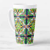 Mexican Talavera Terracotta Tegel Design No. 4 Latte Mok (Linkerhoek)