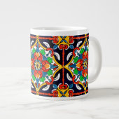 Mexican Talavera Terracotta Tegel Design No. 5 Grote Koffiekop (Voorkant rechts)