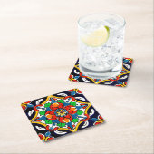 Mexican Talavera Terracotta Tegel Design No. 5 Kartonnen Onderzetters (Insitu)