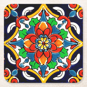 Mexican Talavera Terracotta Tegel Design No. 5 Kartonnen Onderzetters