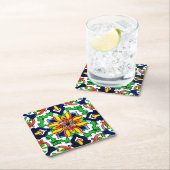 Mexican Talavera Terracotta Tegel Design No. 6 Kartonnen Onderzetters (Insitu)