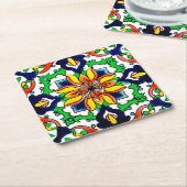Mexican Talavera Terracotta Tegel Design No. 6 Kartonnen Onderzetters (Schuin)
