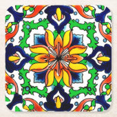 Mexican Talavera Terracotta Tegel Design No. 6 Kartonnen Onderzetters (Voorkant)