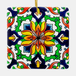 Mexican Talavera Terracotta Tegel Design No. 6 Keramisch Ornament