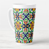 Mexican Talavera Terracotta Tegel Design No. 6 Latte Mok (Linkerhoek)