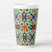 Mexican Talavera Terracotta Tegel Design No. 6 Latte Mok (Voorkant)
