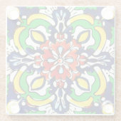 Mexican Talavera Terracotta Tegel Design No. 7 Glazen Onderzetter (Achterkant)