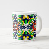 Mexican Talavera Terracotta Tegel Design No. 7 Grote Koffiekop (Voorkant rechts)