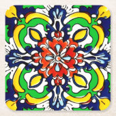 Mexican Talavera Terracotta Tegel Design No. 7 Kartonnen Onderzetters (Voorkant)
