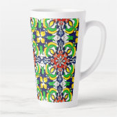 Mexican Talavera Terracotta Tegel Design No. 7 Latte Mok (Rechts)