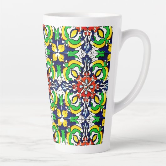 Mexican Talavera Terracotta Tegel Design No. 7 Latte Mok (Rechts)
