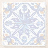 Mexican Talavera Terracotta Tegel Design No. 8 Glazen Onderzetter (Achterkant)