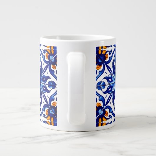 Mexican Talavera Terracotta Tegel Design No. 8 Grote Koffiekop (Achterkant)