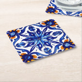 Mexican Talavera Terracotta Tegel Design No. 8 Kartonnen Onderzetters (Schuin)
