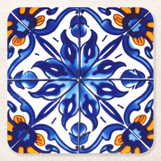 Mexican Talavera Terracotta Tegel Design No. 8 Kartonnen Onderzetters (Voorkant)