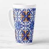 Mexican Talavera Terracotta Tegel Design No. 8 Latte Mok (Linkerhoek)