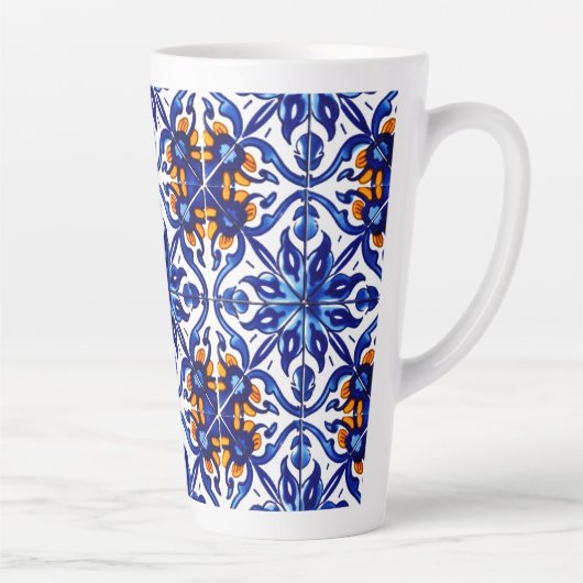 Mexican Talavera Terracotta Tegel Design No. 8 Latte Mok (Rechts)