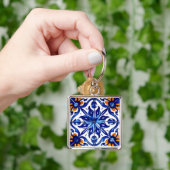 Mexican Talavera Terracotta Tegel Design No. 8 Sleutelhanger (Hand)