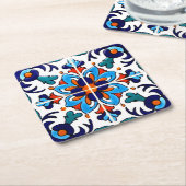 Mexican Talavera Terracotta Tegel Design No. 9 Kartonnen Onderzetters (Schuin)