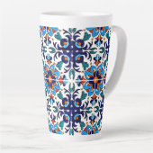 Mexican Talavera Terracotta Tegel Design No. 9 Latte Mok (Rechterhoek)