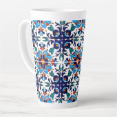 Mexican Talavera Terracotta Tegel Design No. 9 Latte Mok (Linkerhoek)