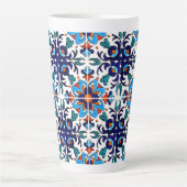 Mexican Talavera Terracotta Tegel Design No. 9 Latte Mok (Voorkant)