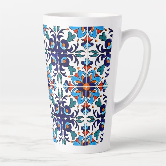 Mexican Talavera Terracotta Tegel Design No. 9 Latte Mok (Rechts)