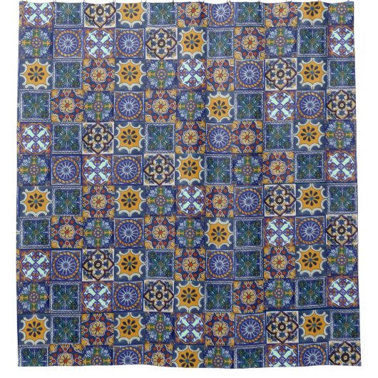 Mexican Talavera Tiles Douchegordijn (Voorkant)