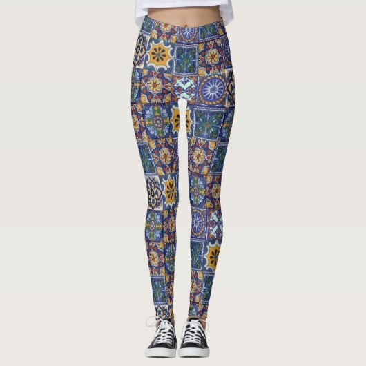 Mexican Talavera Tiles Leggings (Voorkant)