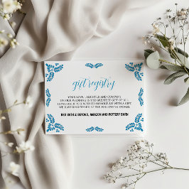 Mexican Talavera Turquoise Minimalist Wedding Informatiekaartje