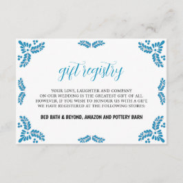 Mexican Talavera Turquoise Minimalist Wedding Informatiekaartje