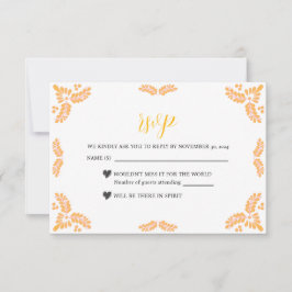 Mexican Talavera Yellow Floral Minimalist Wedding RSVP Kaartje