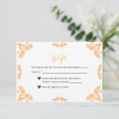 Mexican Talavera Yellow Floral Minimalist Wedding RSVP Kaartje (Staand voorkant)