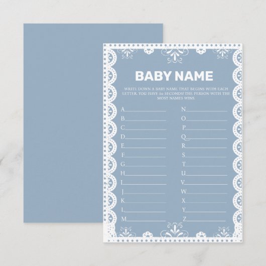 Mexican Theme Baby Naam suggesties spel kaart (Voorkant / Achterkant)