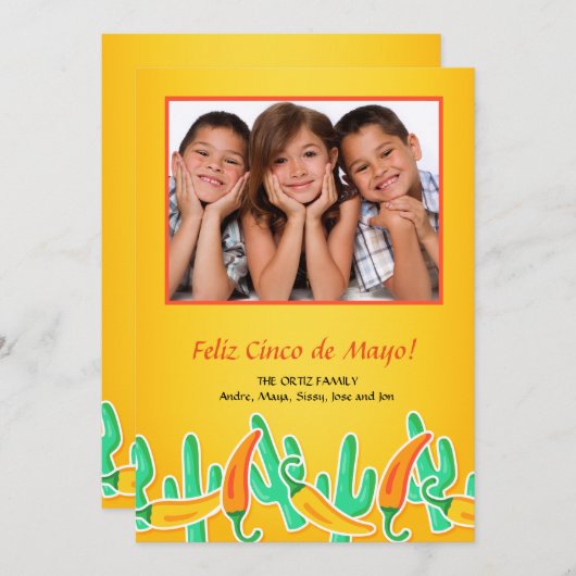 Mexican Theme Foto Uitnodiging (Voorkant / Achterkant)