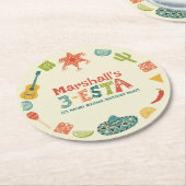 Mexican Themed 3-Esta Third Birthday Ronde Kartonnen Onderzetter (Gebogen)